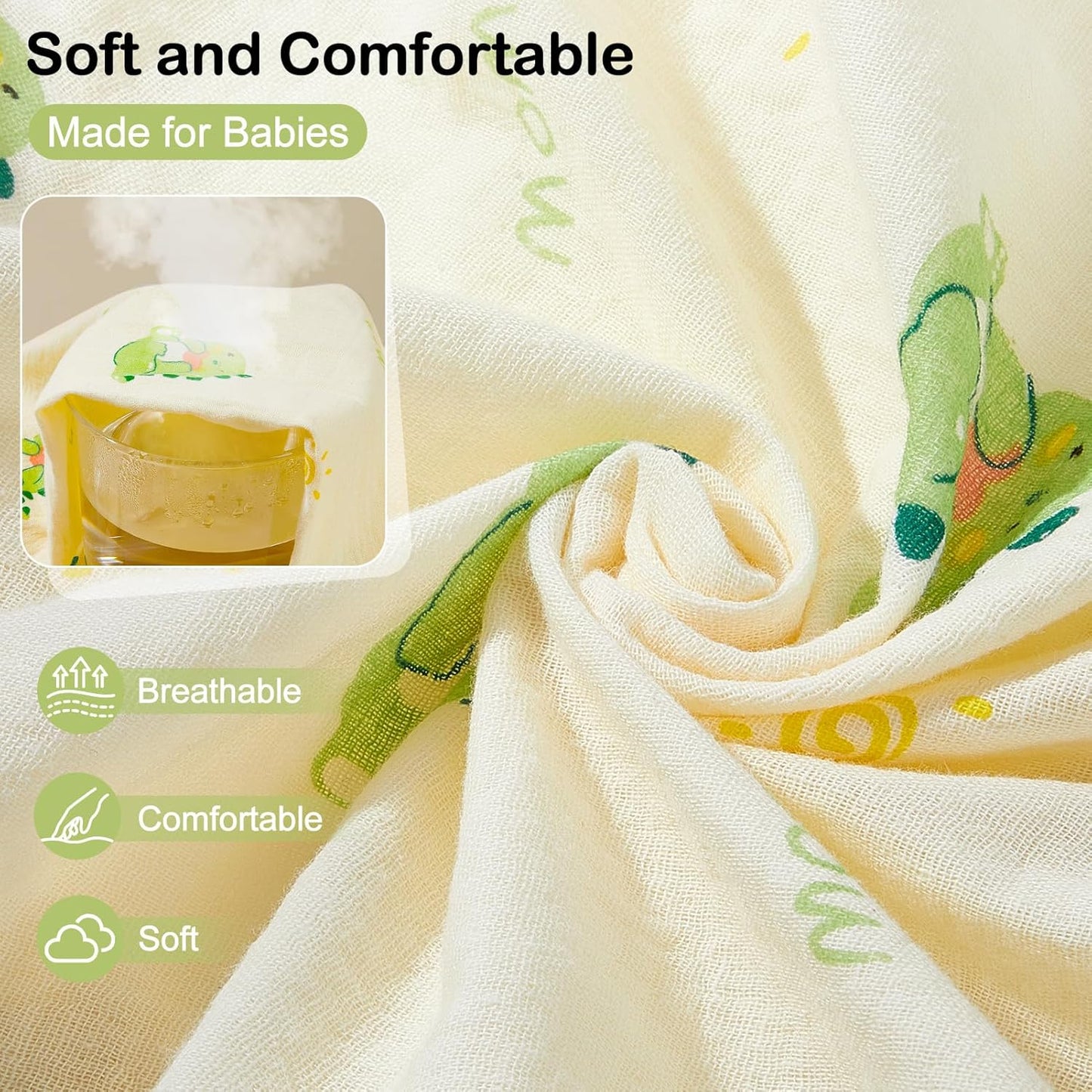 Baby Bassinet Sheets TPU Waterproof 2 Pack Soft Muslin Bedside Bassinet Mattress Sheets with Bottom Elastic Band for Baby Boy Girls Unisex Fit Hourglass Oval and Rectangle, Green Dinosaur