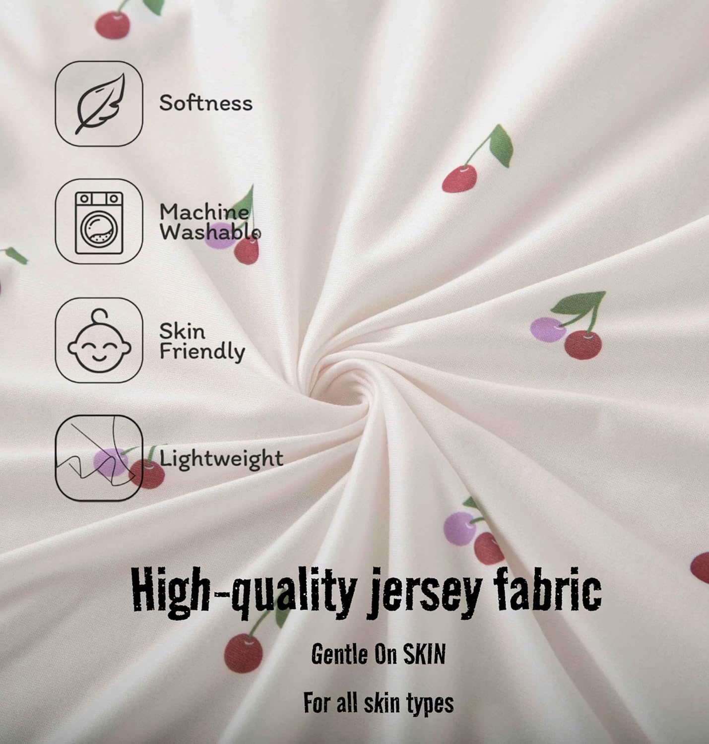 SDY Cherry Bassinet Sheets,2pk Czoy Bassinet Fitted Sheets for Baby Boys Girls,Soft Breathable Stretchy Baby Sheet Set 32 * 16 * 4 inches for Hourglass Oval and Rectangle Mattress (Cute Cherry)