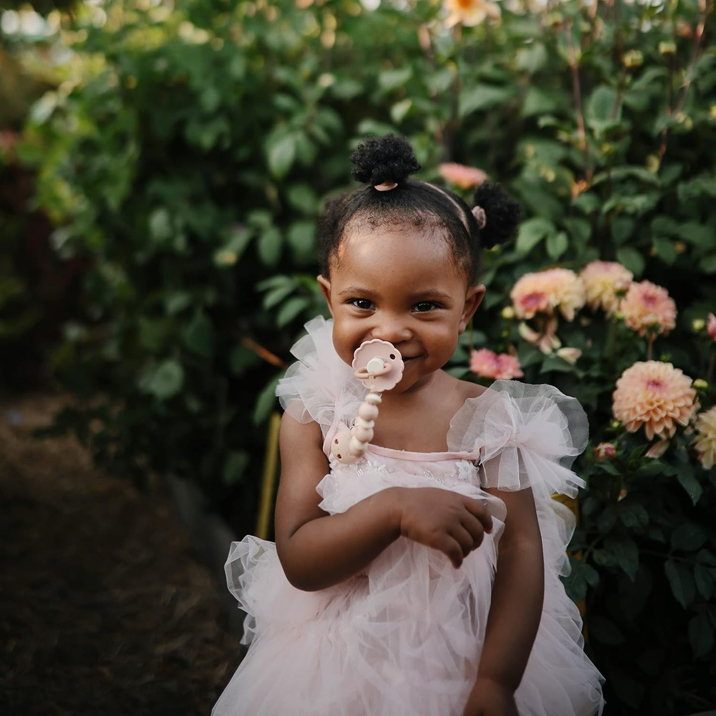 FRIGG Daisy SilkySoft Silicone Baby Pacifier | Made in Denmark | BPA-Free (Biscuit/Lily Pad, 6-18 Months)
