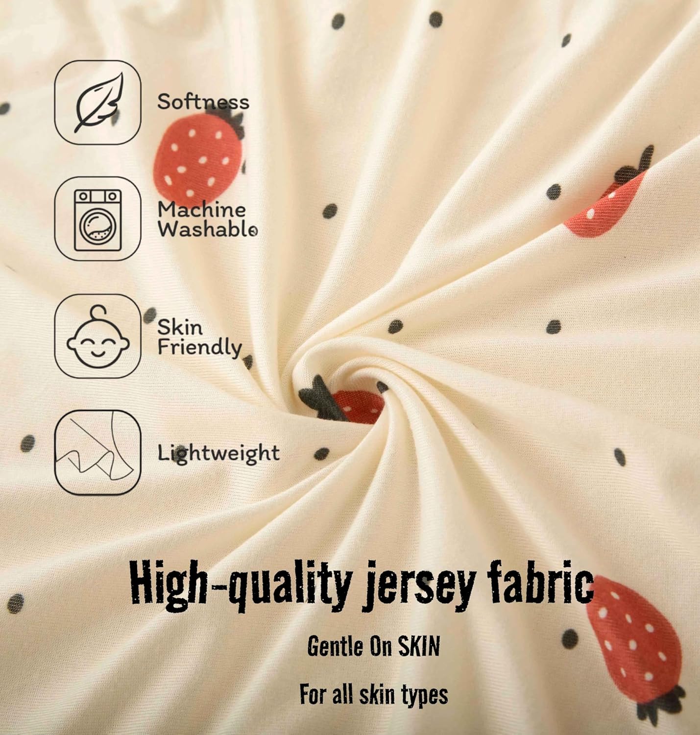 SDY Strawberry Bassinet Sheets for Baby Girl and Boy Set 2 Pack 32 * 16 * 4 inches,Jersey Baby Bedding Fit Hourglass Oval Rectangle Bassinet Mattress，Newborn Essentials (Strawberry&Polka Dot)