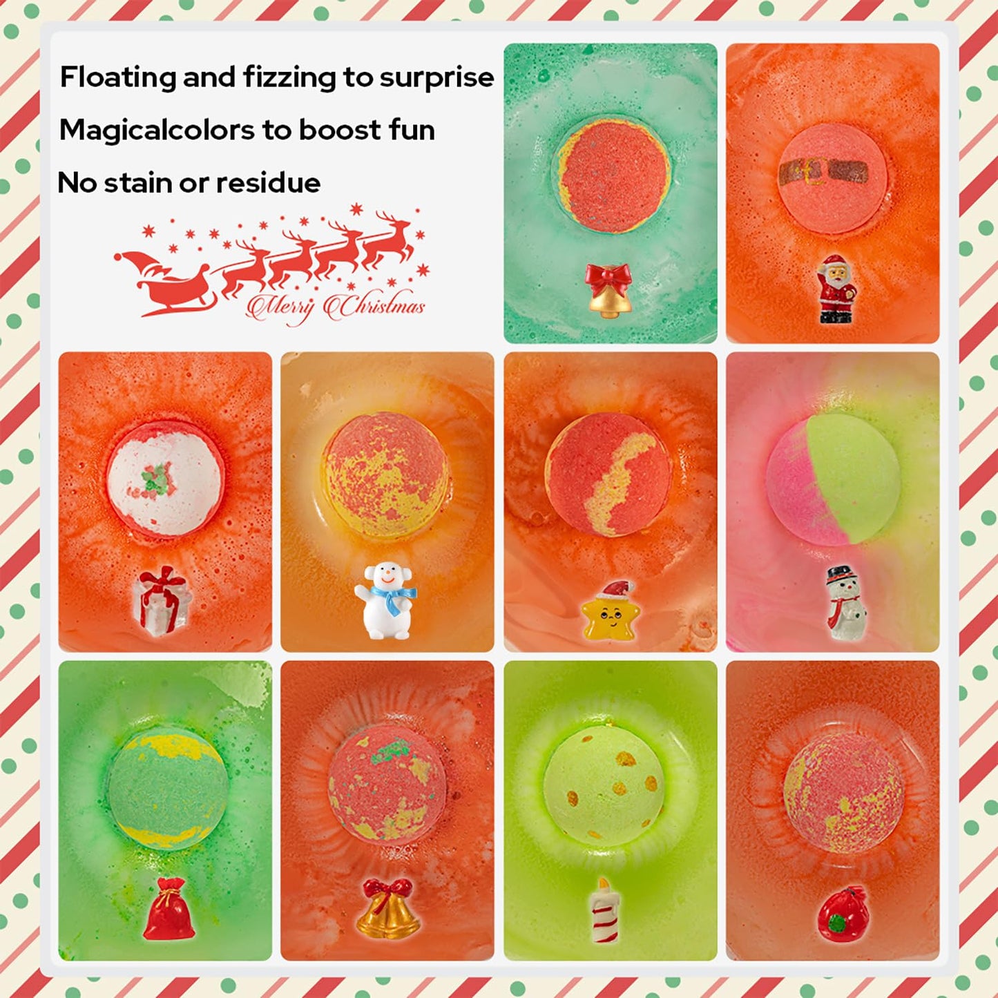 20-Pack Bath Balls with Surprises, Twenty Christmas Toys Inside, Natural Handmade Bubble Ball Set