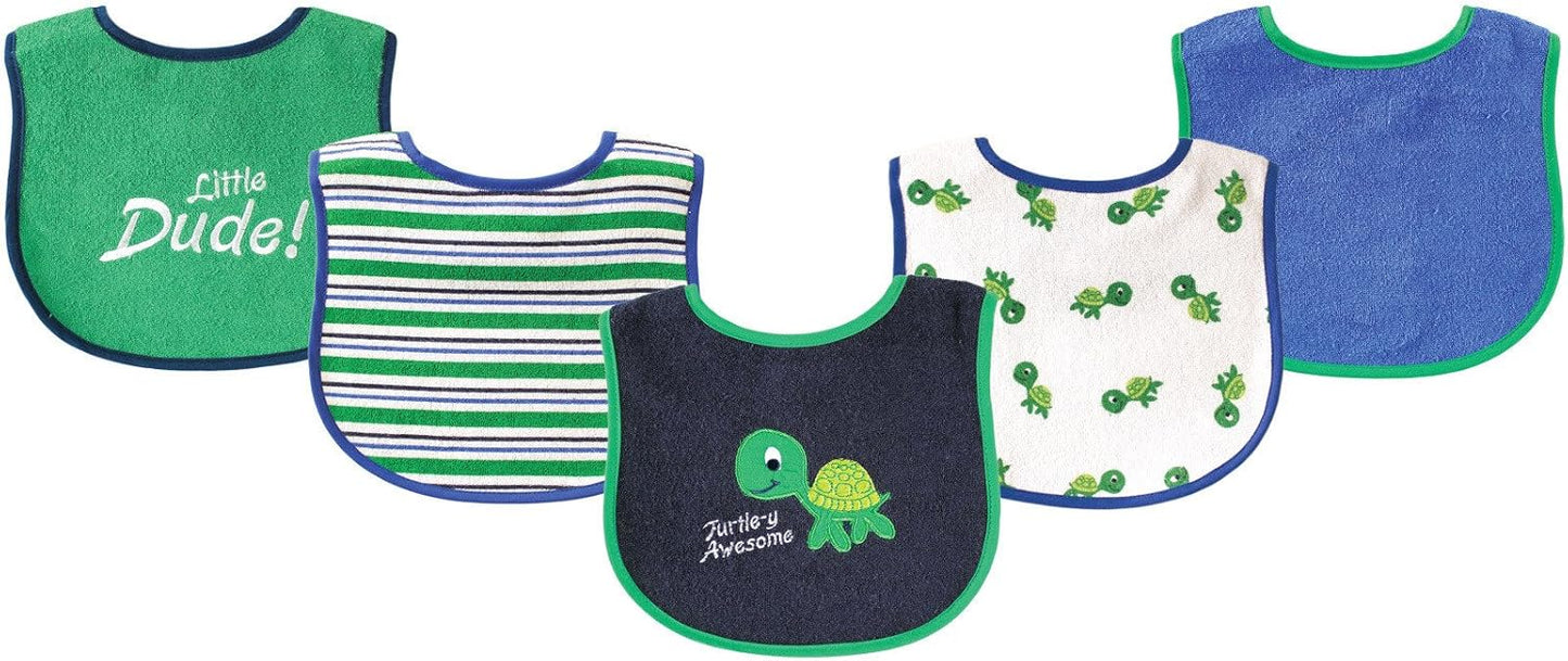 Luvable Friends Baby Cotton Terry Drooler Bibs with PEVA Back, Transportation, One Size