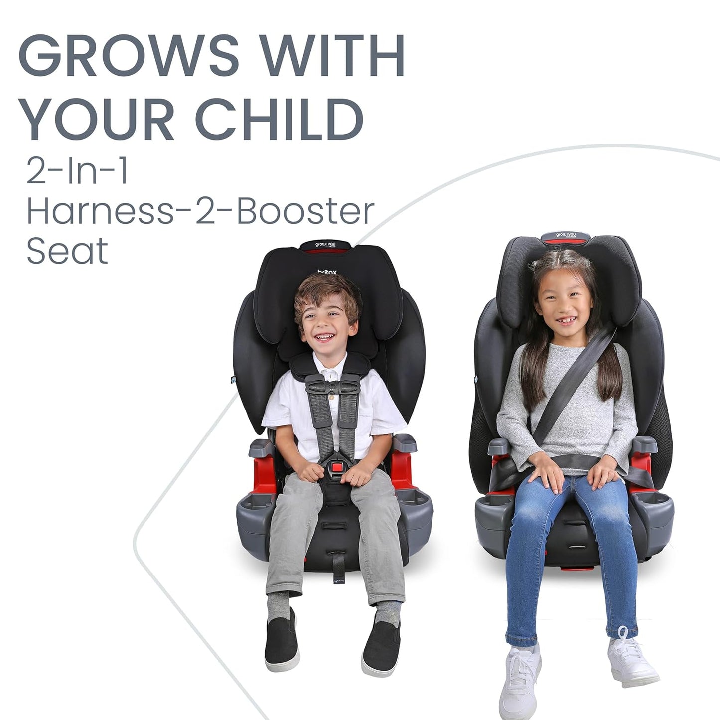 Britax Grow with You ClickTight Harness-2-Booster Car Seat, 2-in-1 High Back Booster, Black Contour
