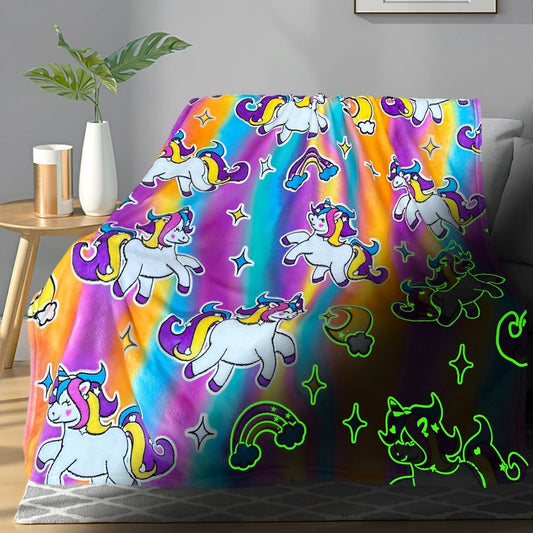 Unicorn Glow in The Dark Blanket, Unicorn Blanket for Girls/Kids, Unicorns Gifts for Girls Age 3-12, Toddler Blanket for Kids, Soft Fleece Blanket Throw Birthday Gift 50"x60"