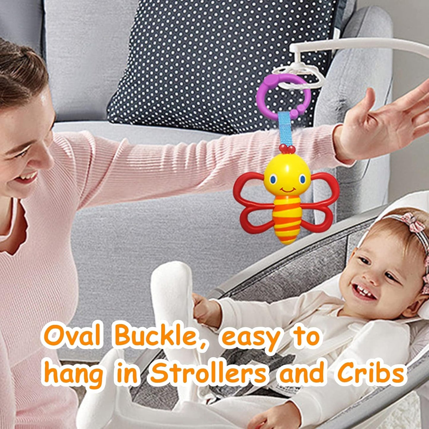 Baby Toys, Cartoon Animal Hanging Rattle Toys, Handbells Baby Rattles, Baby Bed Crib Car Seat Travel Stroller Toys for Infant, Best Birthday Gift for Newborn, 4 Pack