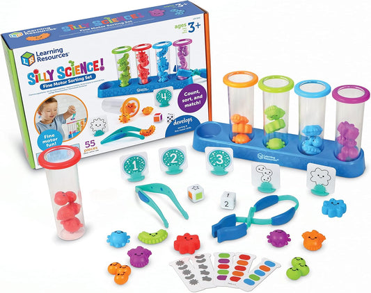 Learning Resources Silly Science Fine Motor Sorting Set - 55 Pieces, Age 3+ Educational Toy, Preschool Fine Motor Skills, PreK Manipulatives