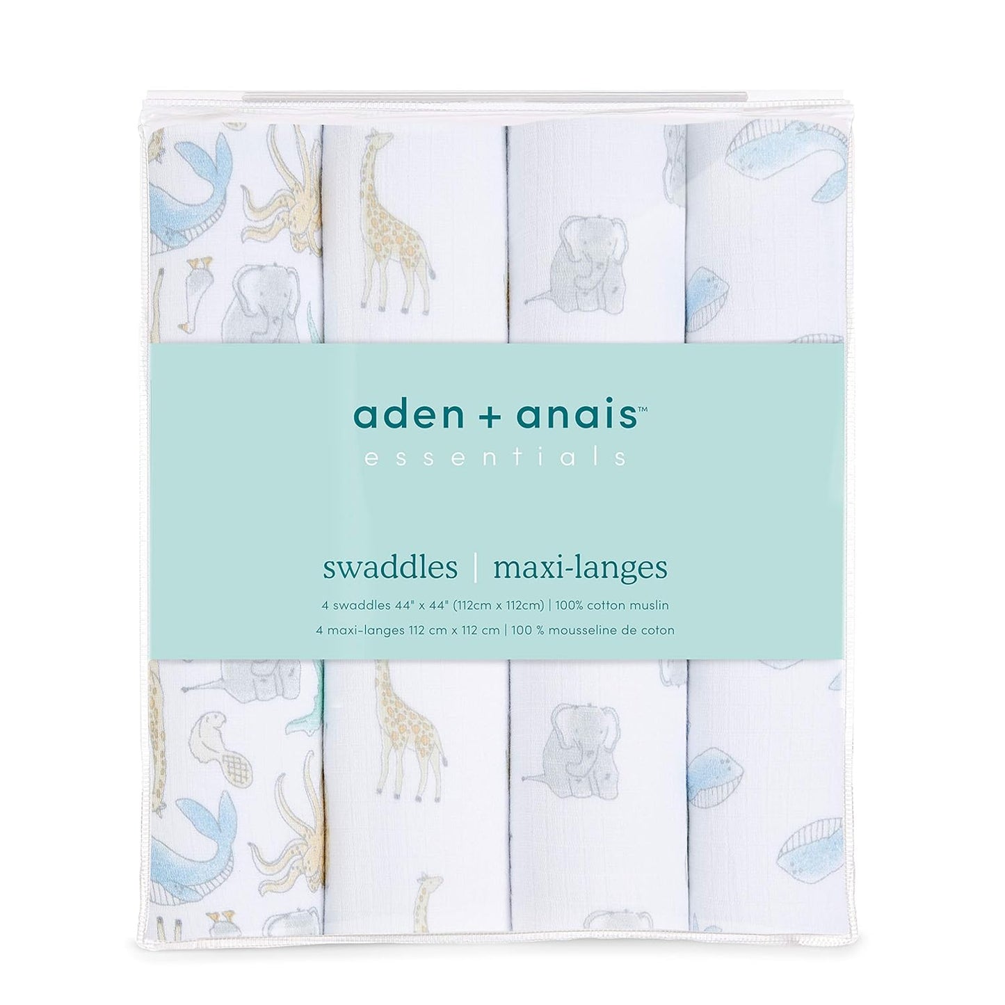 aden + anais Swaddle Blanket, Boutique Muslin Blankets for Girls & Boys, Baby Receiving Swaddles, Ideal Newborn & Infant Swaddling Set, Perfect Shower Gifts, 4 Pack, Natural History