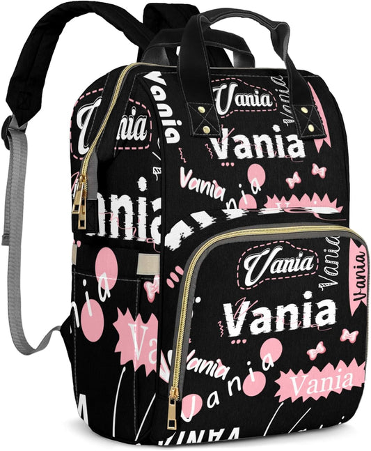 Custom Diaper Bag Backpack for Baby Boys Girls, Personalized Name Cute Cartoon Large Nappy Nursing Organizer Mommy Bags, Waterproof Travel Daypack for Dad Mom Gifts