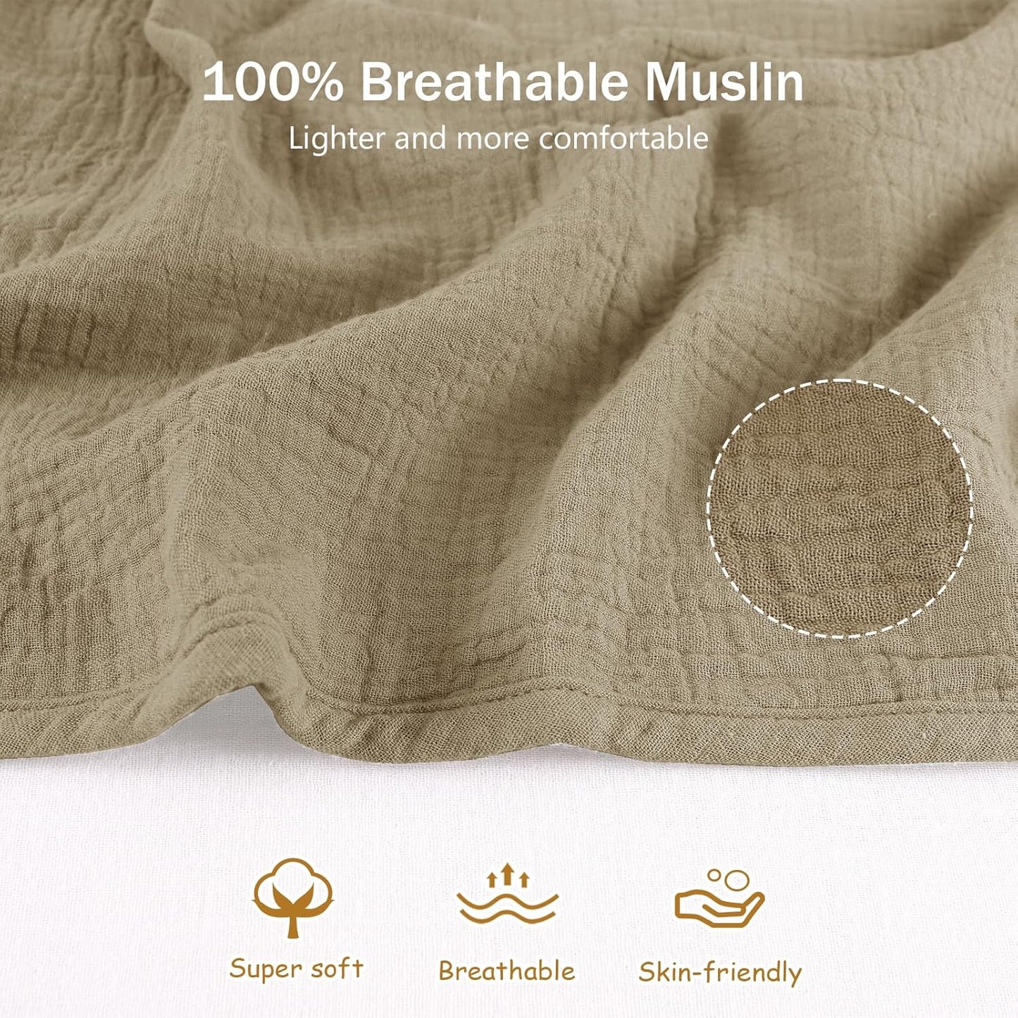 Hooyax 2-in-1 Baby Car Seat Cover & Nursing Cover, 100% Muslin Cotton, Breathable Car Seat Canopy and Privacy Breastfeeding Cover, Brown