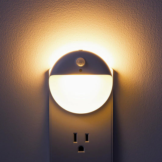 2 Pack Plug in Night Light with Motion Sensor and Dusk to Dawn Sensor, Stepless Dimming, Warm White LED Nightlight with 3 Lighting Ways for Bathroom, Bedroom, Kitchen, for Kids, Adults