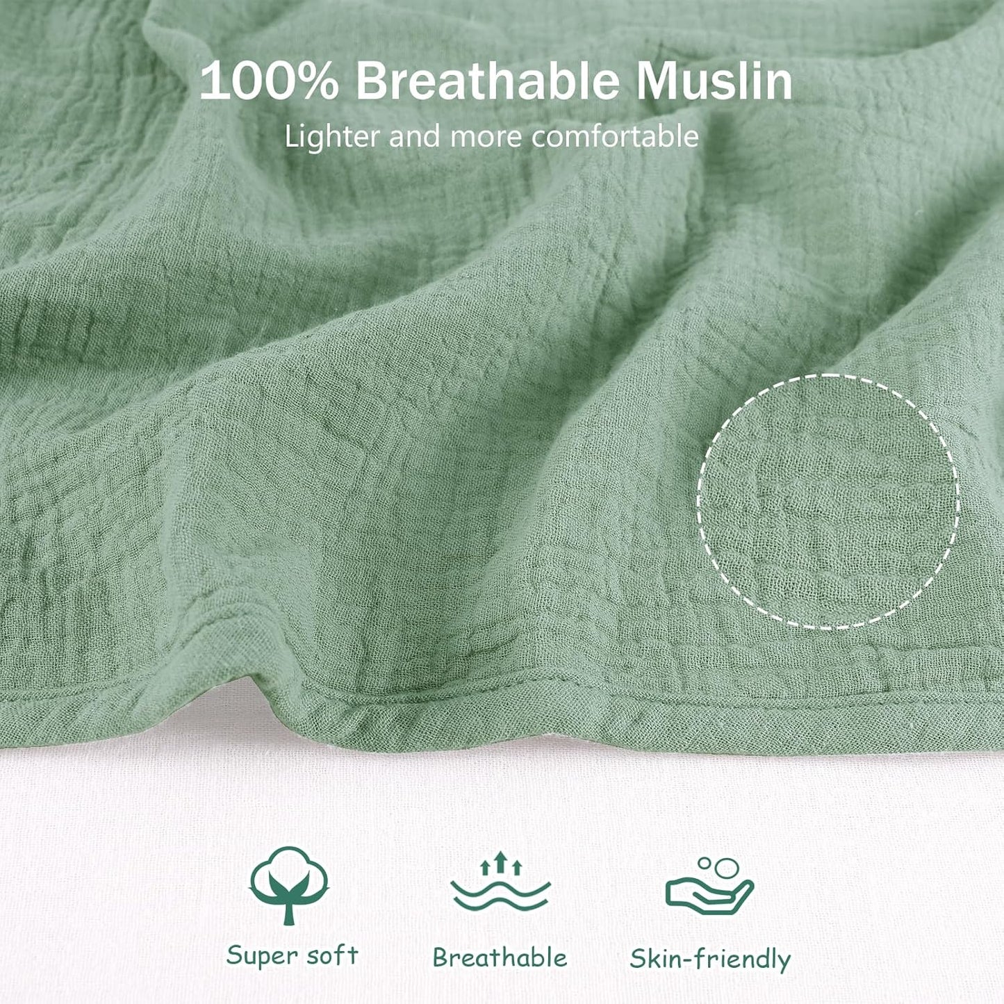 Hooyax 2-in-1 Baby Car Seat Cover & Nursing Cover, 100% Muslin Cotton, Breathable Car Seat Canopy and Privacy Breastfeeding Cover, Green