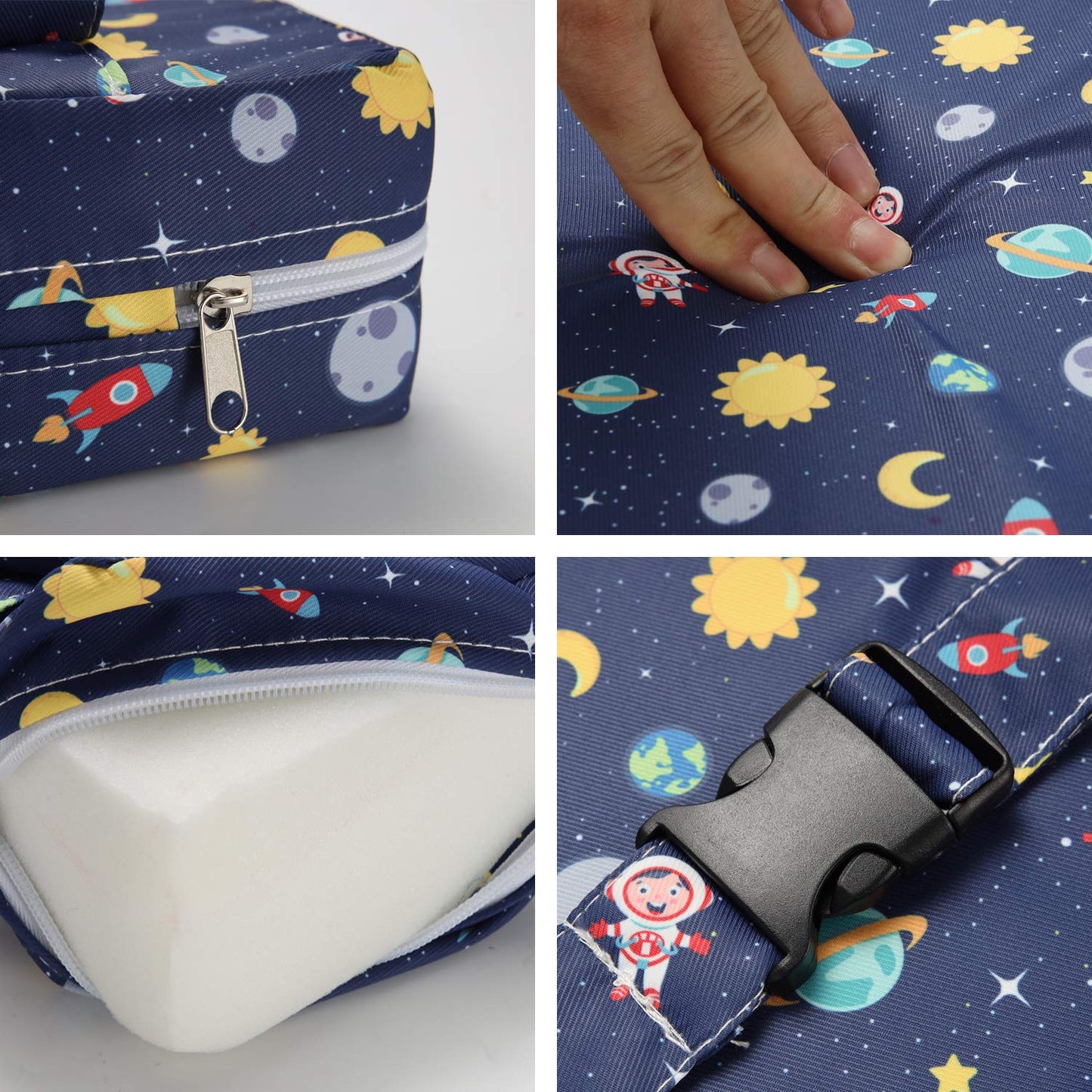 Zicac Portable Seat Cushion Washable with Non-Slip Bottom, Detachable Strong Support Cushion for Toddler Kids Baby Infant (Star Blue)