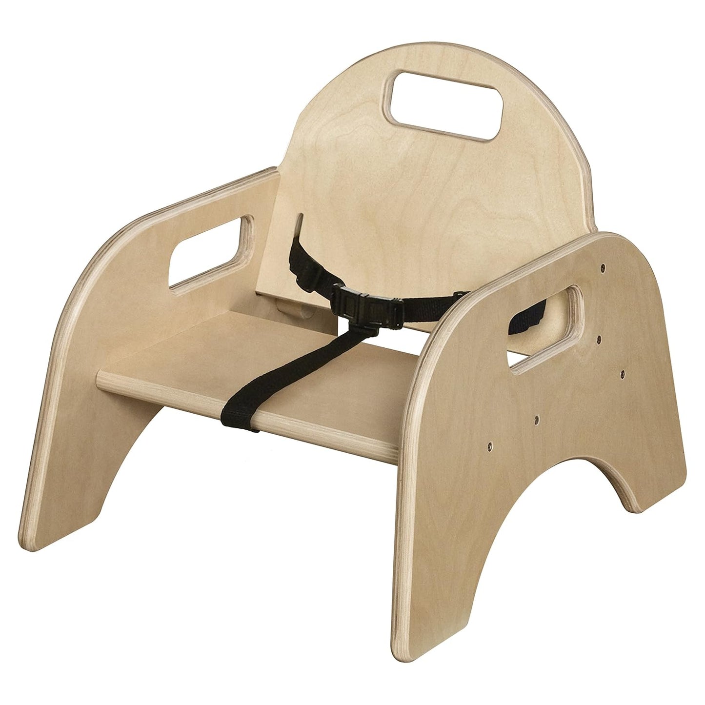 Montessori 5" H Toddler Wooden Low Feeding Chair with 3 Point Safety Harness, Stackable Chair for Babies Suitable for Restaurants, Daycare, Nursery [Set of 2]