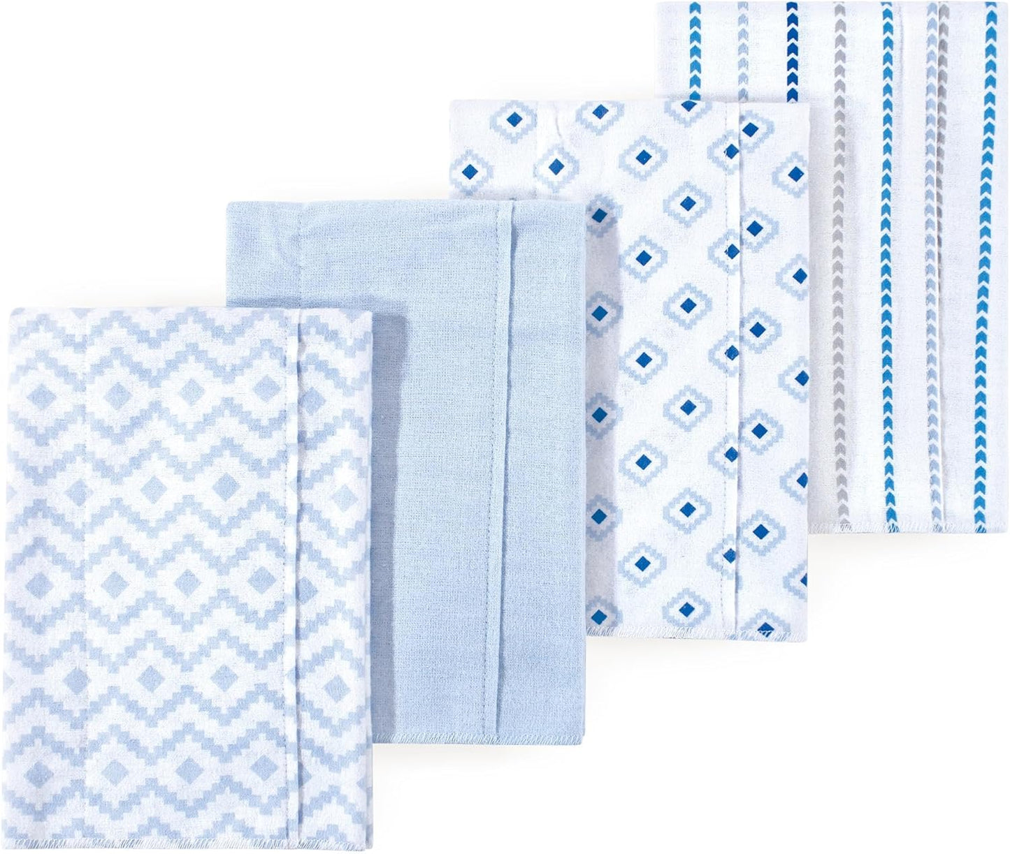 Luvable Friends Hudson Baby Flannel Burp Cloths 4pk, Contemporary Blue Mix