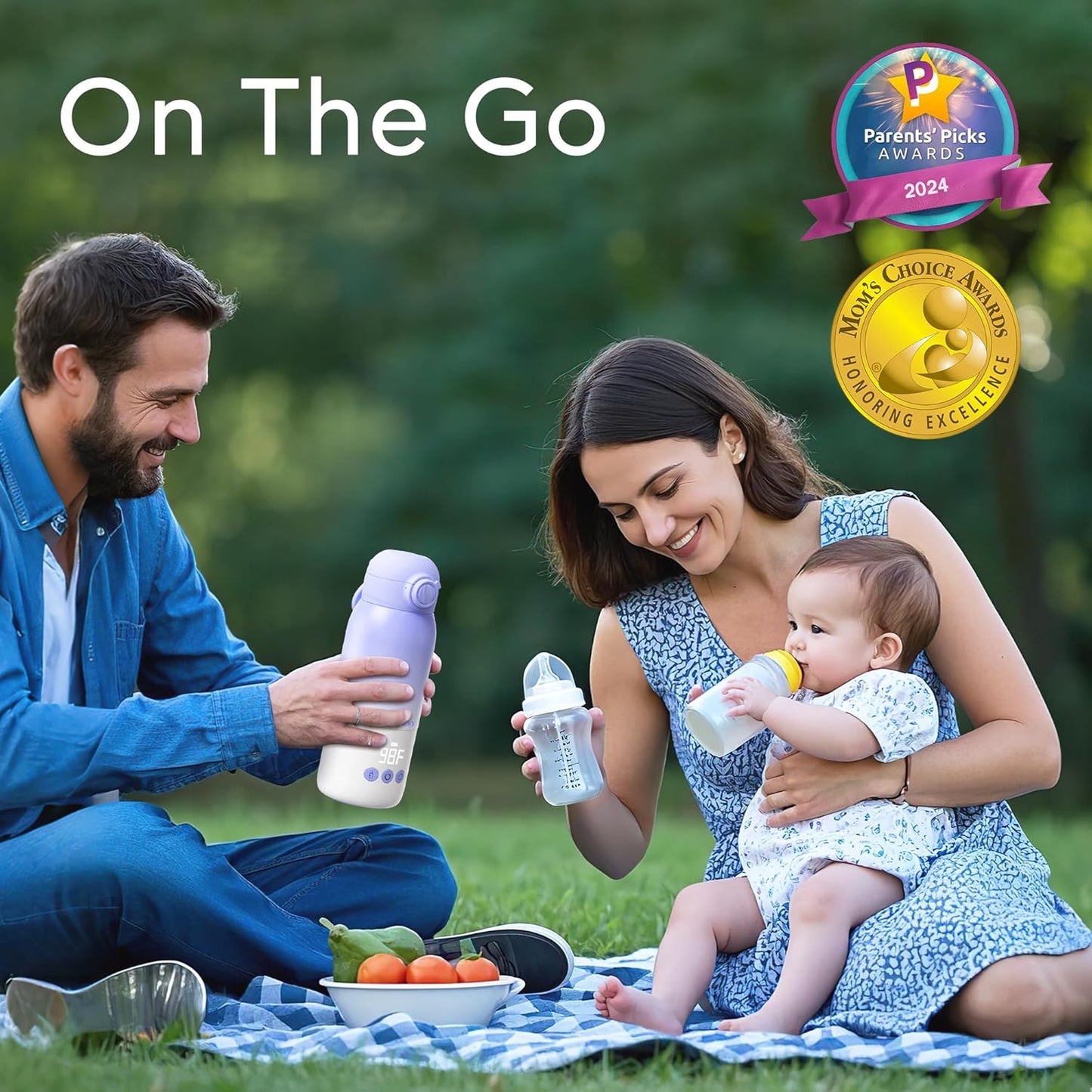 Portable Bottle Warmer for Travel, Dual Heating Modes Baby Milk Warmer On The Go for Breastmilk, Water and Formula, Precise Temperature Control with 5 Levels, Long-Lasting Battery (Purple)