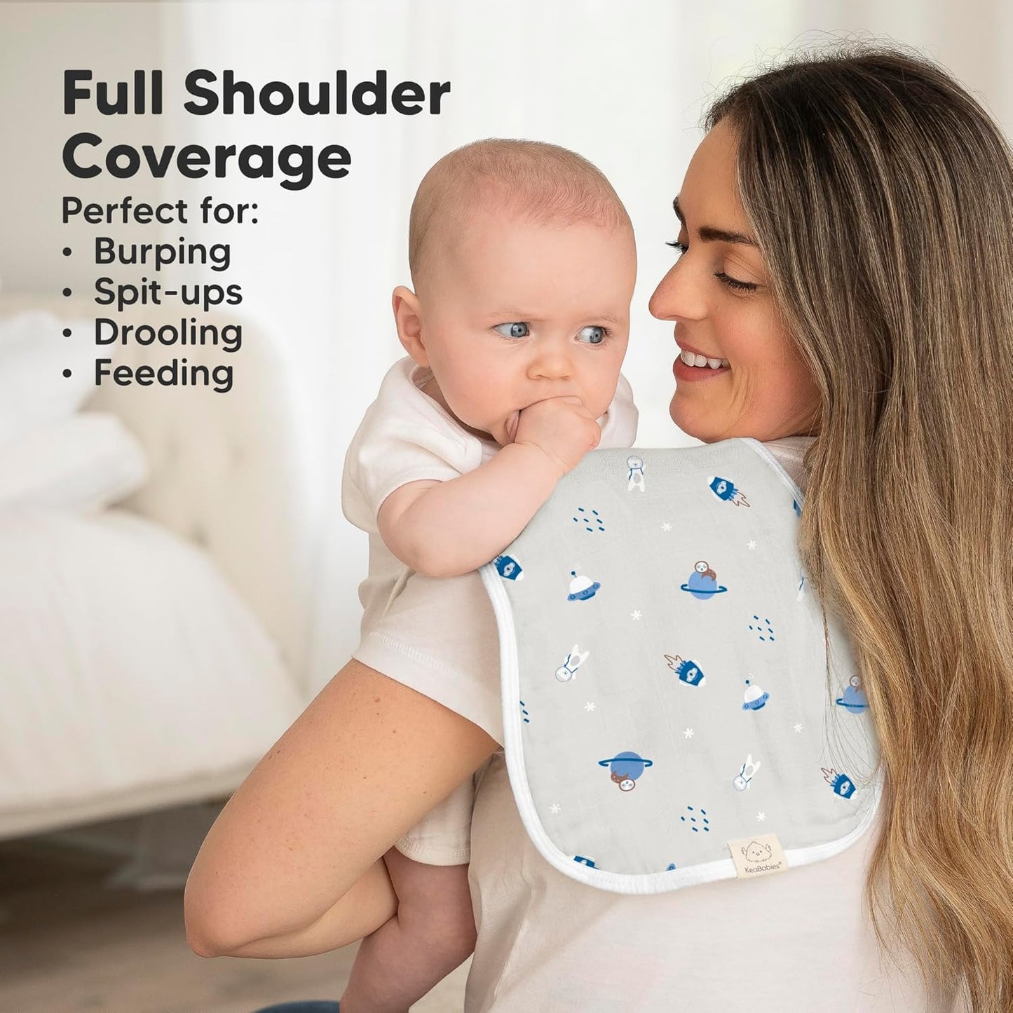 5-Pack Muslin Burp Cloths Baby Boy, Girl - Very Absorbent Baby Burp Cloth Rags, 8-Layers Viscose Derived from Bamboo Cotton Muslin Towel, Super Soft Spit Up Rags, No Shrink Washcloths (Cosmo)