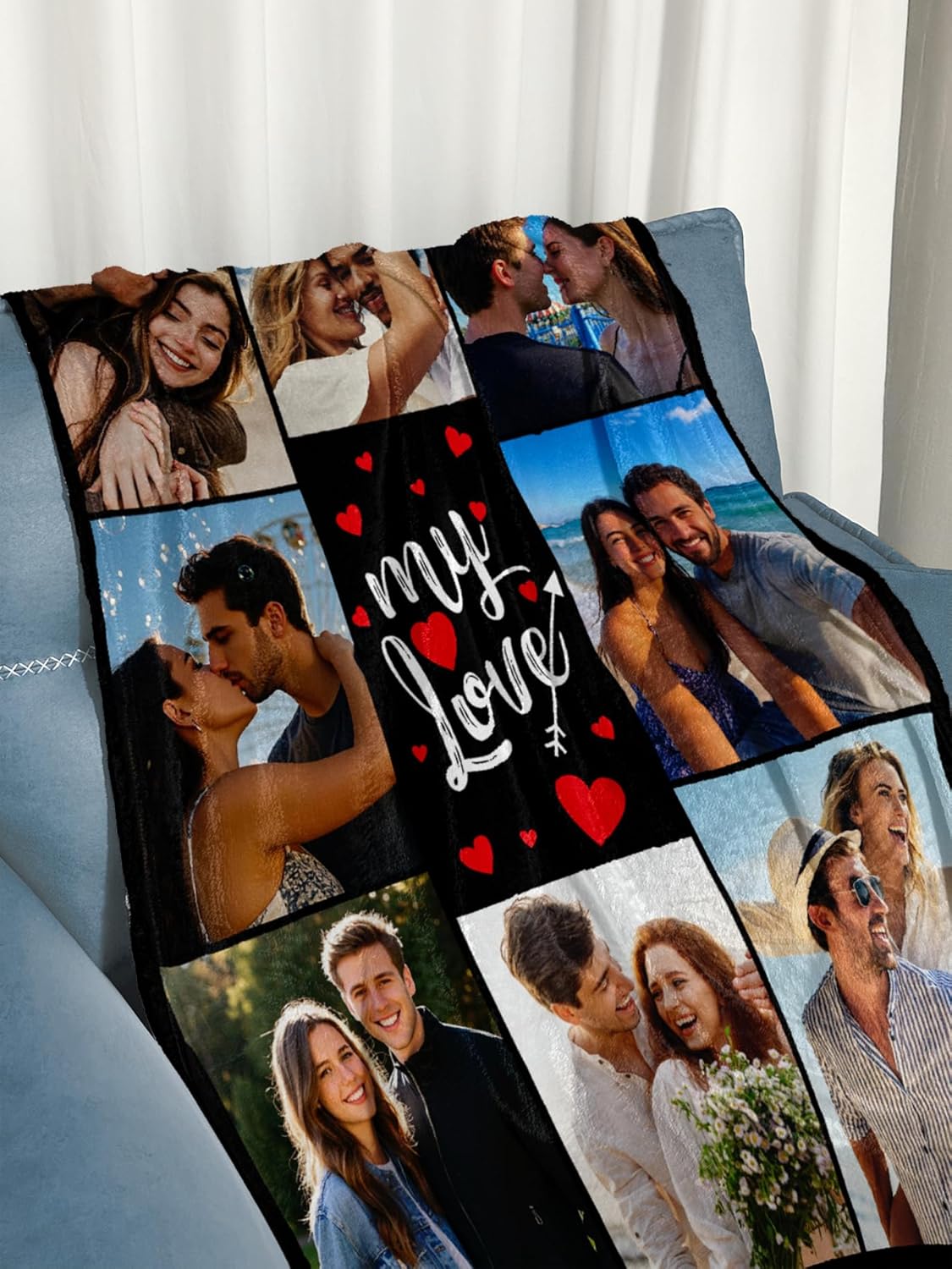 Custom Blanket with Picture Personalized Blanket Customizable Blanket Photo Blankets Customize Valentines Day Gifts for Her Him Girlfriend Boyfriend Wife, 40 * 50in