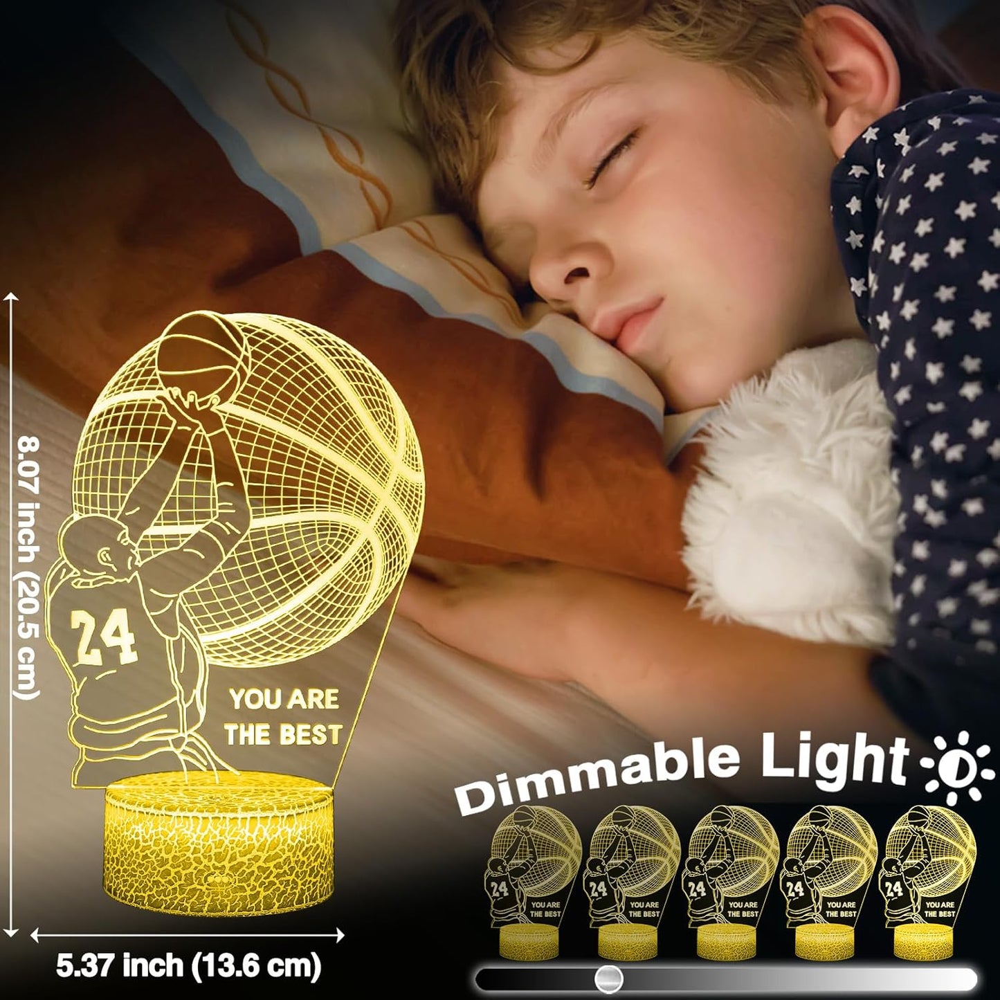 Basketball Mood Light for Fans, 3D LED Basketball Lamp Illusion, Gifts for Boys, Unique Room Decor,16 Colors Night Light with Remote Control Dimmable
