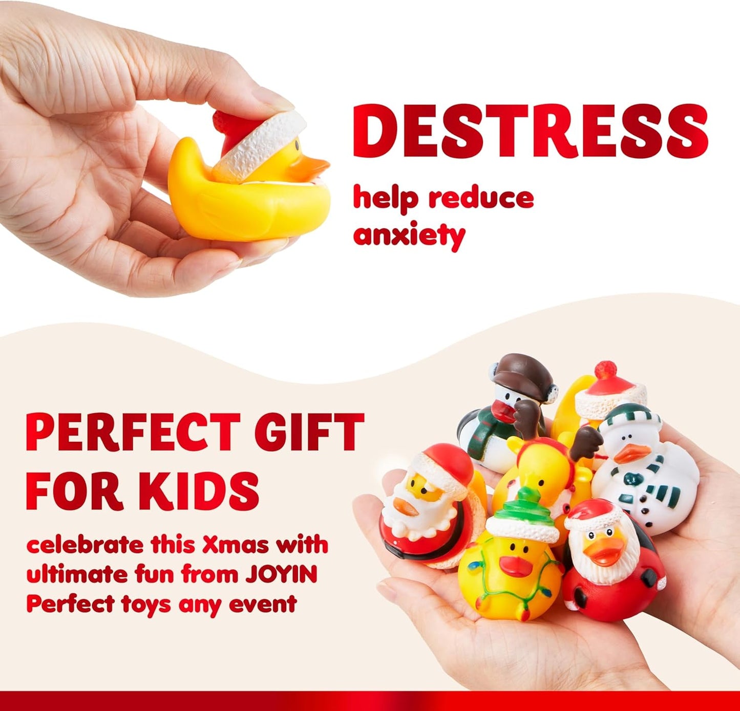 JOYIN 24 PCS Christmas Ducks for Stocking Stuffers, Xmas Rubber Duck Bath Toys for Kids Gift, Party Favor Novelty Duckies for Boys, Girls and Toddlers