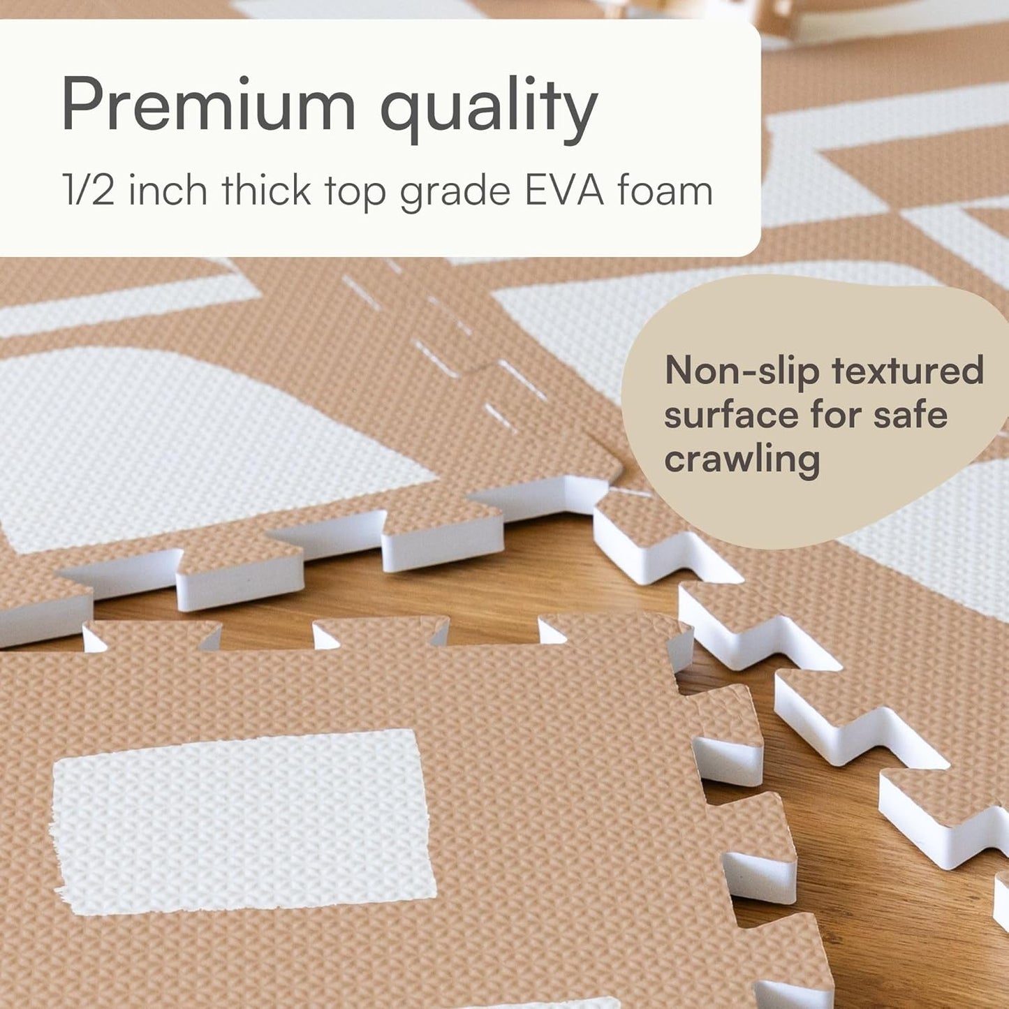 Lillefolk Baby Play Mat for Floor – 6x6ft Terracotta | Soft Non Toxic Premium EVA Foam Tiles for Tummy Time, Crawling & Playroom – Waterproof Interlocking Floor Mat for Babies & Toddlers (9 Tiles)