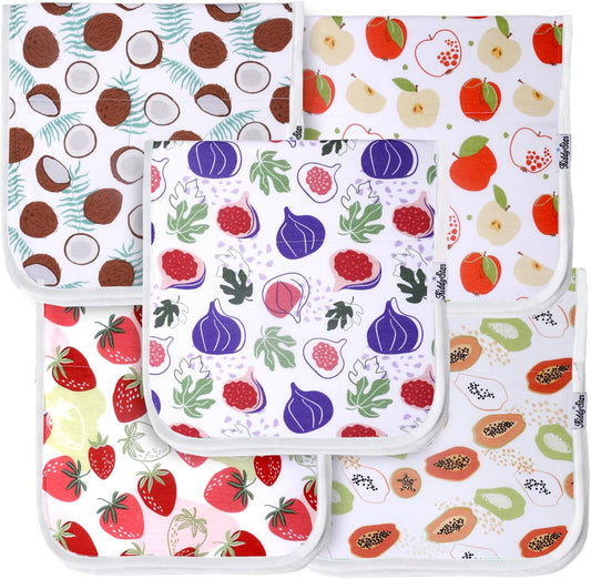 5-Pack Organic Cotton Burp Cloths – Large, Ultra-Soft 3-Layer Towels for Burping, Shoulder & Hand Use, Highly Absorbent