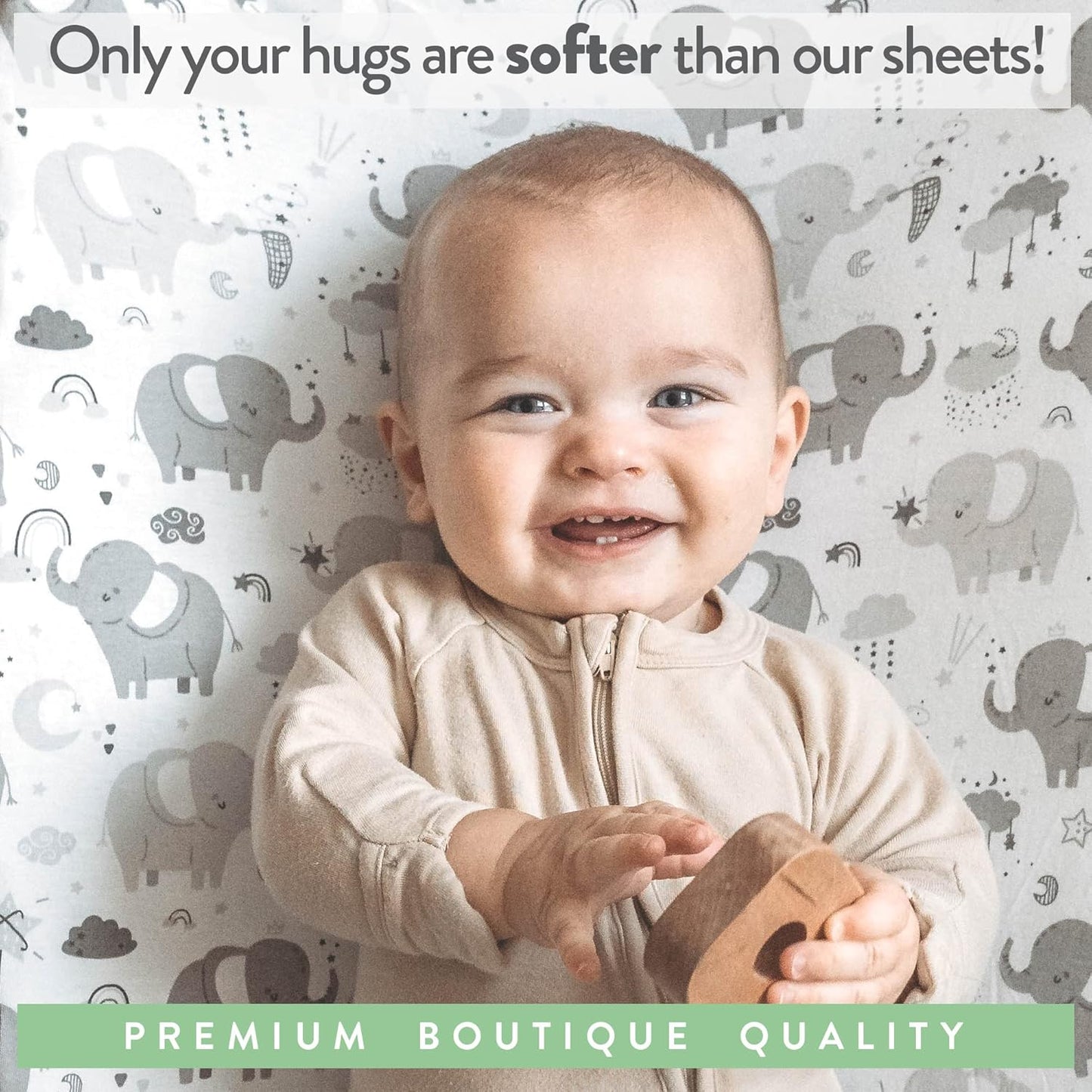 Moses Basket Fitted Sheets for 11 x 29 Inch Oval Bassinet Mattress – Snuggly Soft 100% Jersey Cotton – Owls and Elephants – 2 Pack