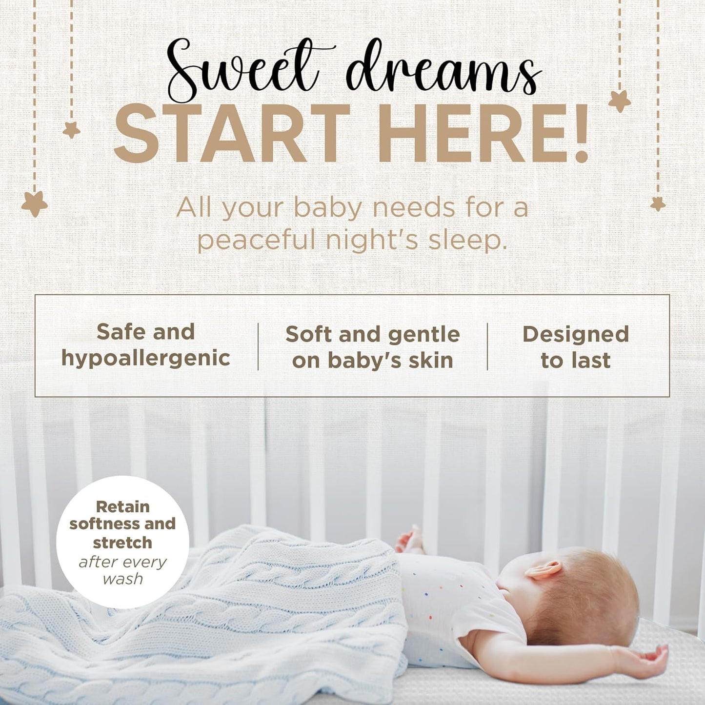 Bassinet Fitted Sheets - Compatible with Amke, Ronbei, Pamobabe, and Nordmiex | 100% Organic Muslin Cotton - White + Grey | 32x19 (2 Pack)