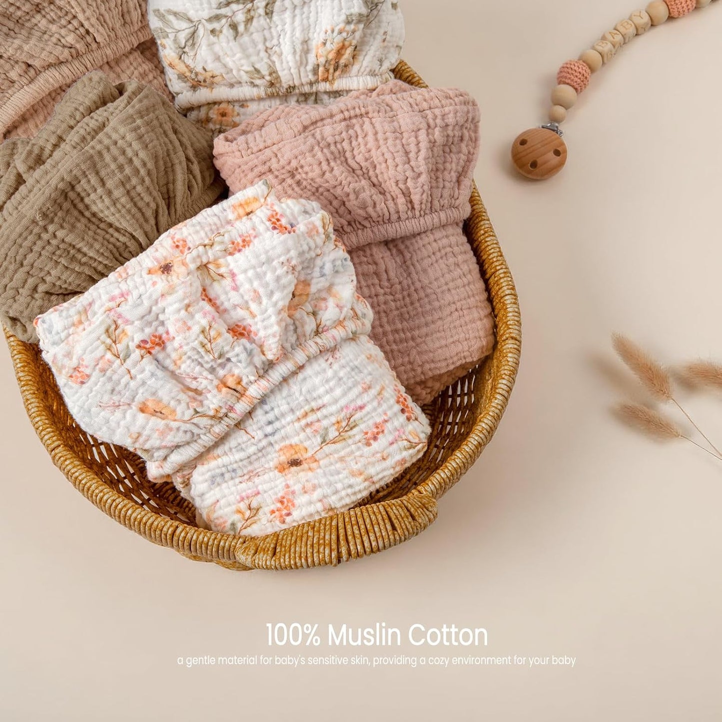 lulumoon Baby Bassinet Sheets Muslin: Cotton Bedside Bassinet Sheets Netural for Boys & Girls - Fitted for Bedside Sleeper Mattress