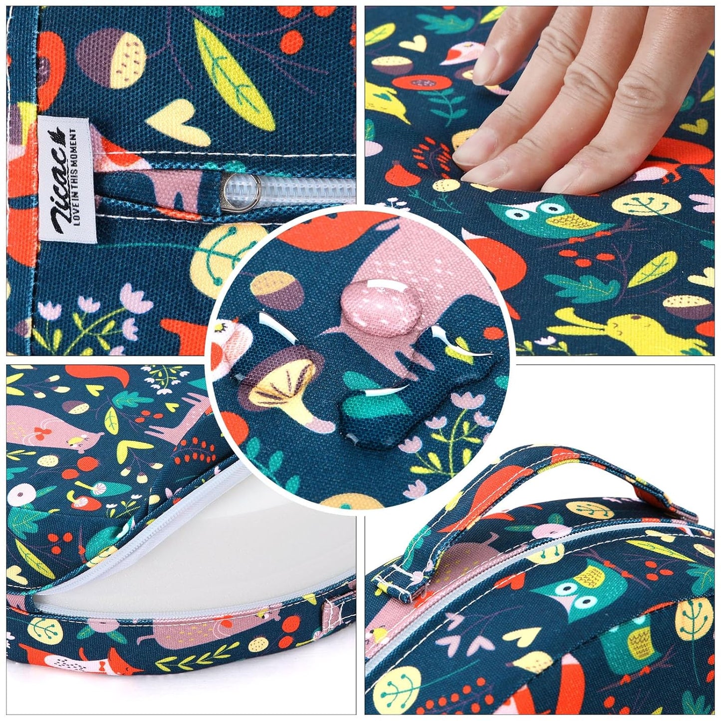 Zicac Portable Seat Cushion Washable with Non-Slip Bottom, Detachable Strong Support Cushion for Toddler Kids Baby Infant (Forest)