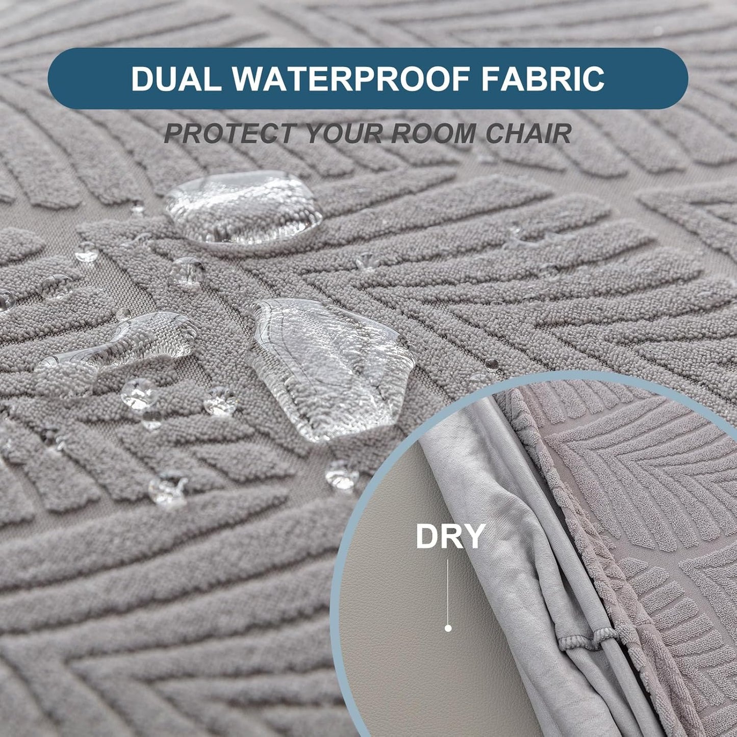 Waterproof Stretch Seat Covers,Dining Room Chair for 6 Set Removable Washable Chair Slipcover Protectors,No Rear Covers,Light Grey