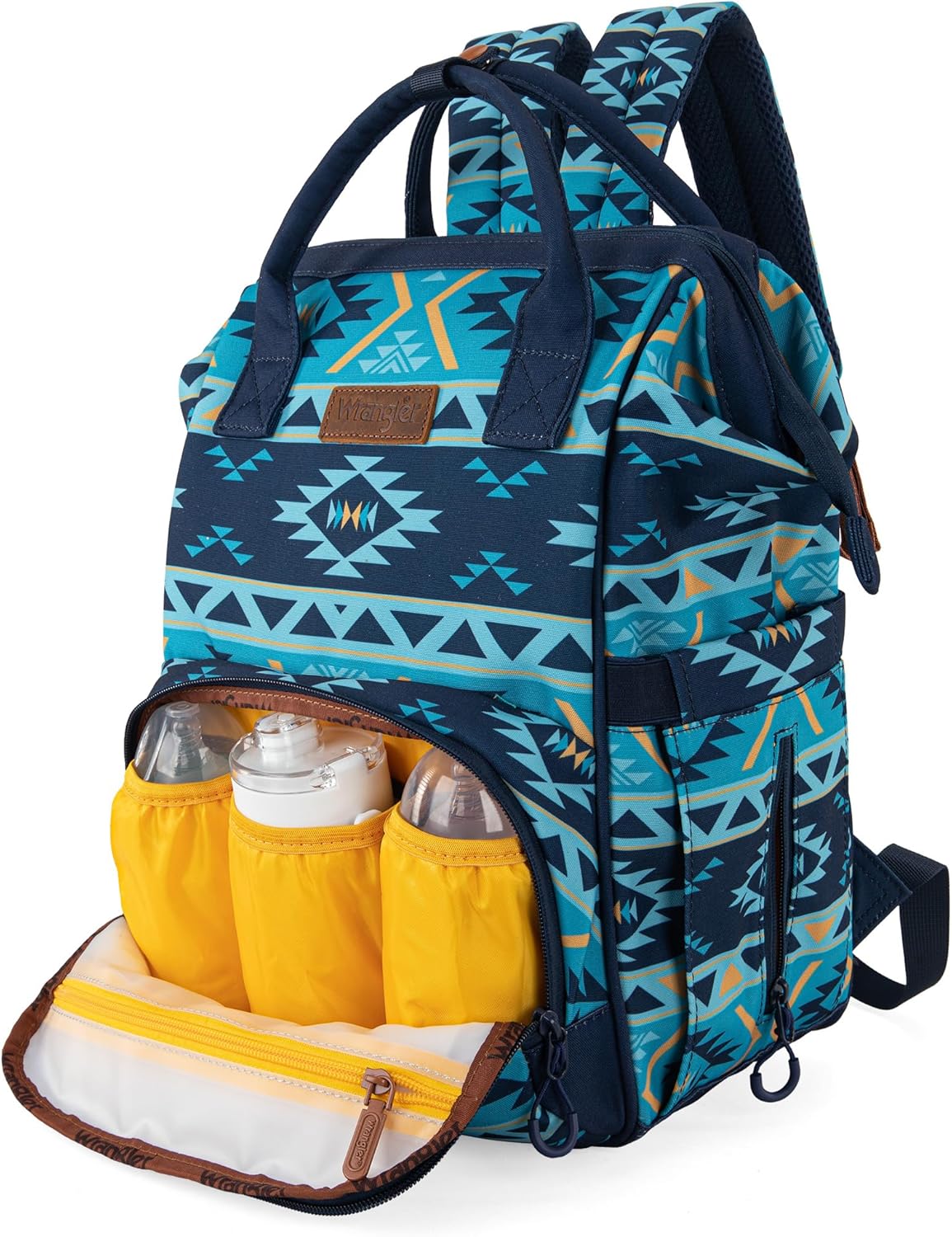 Wrangler Aztec Backpack Organized Daypack Travel Baby Bag with Stroller Strap and Side Bottle Pockets WG2204-9110NY