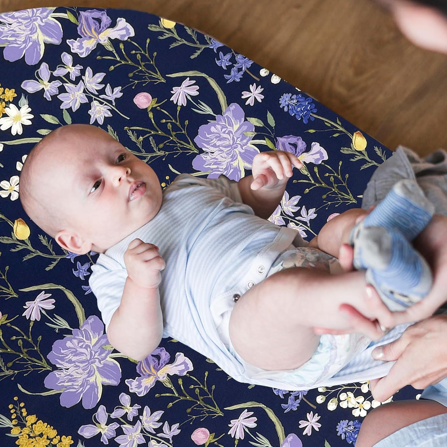 AMROSE 3 Pack Changing Pad Covers, 32" x 16" Ultra Soft Microfiber Diaper Change Table Sheets for Baby Girls, Violet