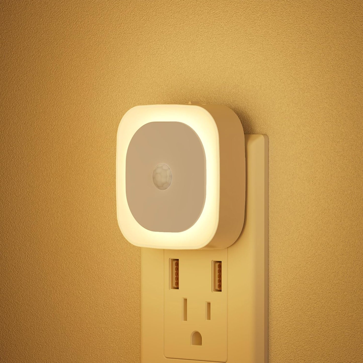 2 Pack Plug in Night Light with Motion Sensor & Dusk to Dawn Sensor, 3 Sensor Modes, Dimmable Night Lights Plug into Wall, Warm White Nightlight for Kids, Bathroom, Bedroom, Kitchen, Indoor