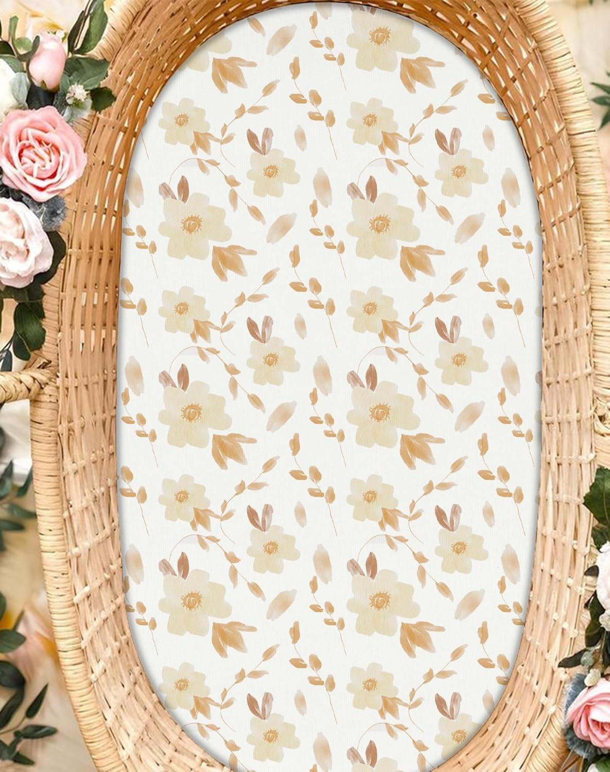 Bassinet Sheets for Baby Girls Boys 2 Pack, Fitted Baby Mattress Sheet for Rectangle, Oval, Hourglass Bassinet Mattress, Breathable Cozy & Universal Fit (Honeybee Dreams)