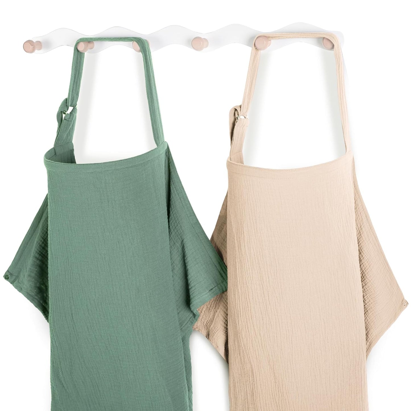 Yoofoss 2 Pack Muslin Nursing Cover for Breastfeeding, 100% Cotton Breastfeeding Cover with Arch Neckline, Soft Breathable Privacy Nursing Covers for Women, Multi-use Breastfeeding Essentials