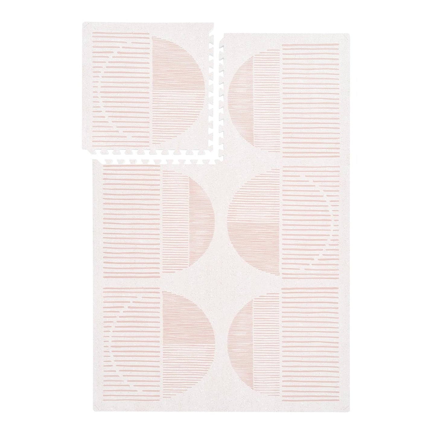 PopsyKosy Premium Exercise & Baby Foam Play Mats - Stylish & Large Non-Toxic Odorless Floor Mat - 6 Tiles - Spacious 6ft x 4ft - Peel-Resistant Reinforced - Soft Thick, Waterproof - Cream Pink