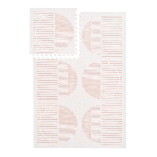 PopsyKosy Premium Exercise & Baby Foam Play Mats - Stylish & Large Non-Toxic Odorless Floor Mat - 6 Tiles - Spacious 6ft x 4ft - Peel-Resistant Reinforced - Soft Thick, Waterproof - Cream Pink