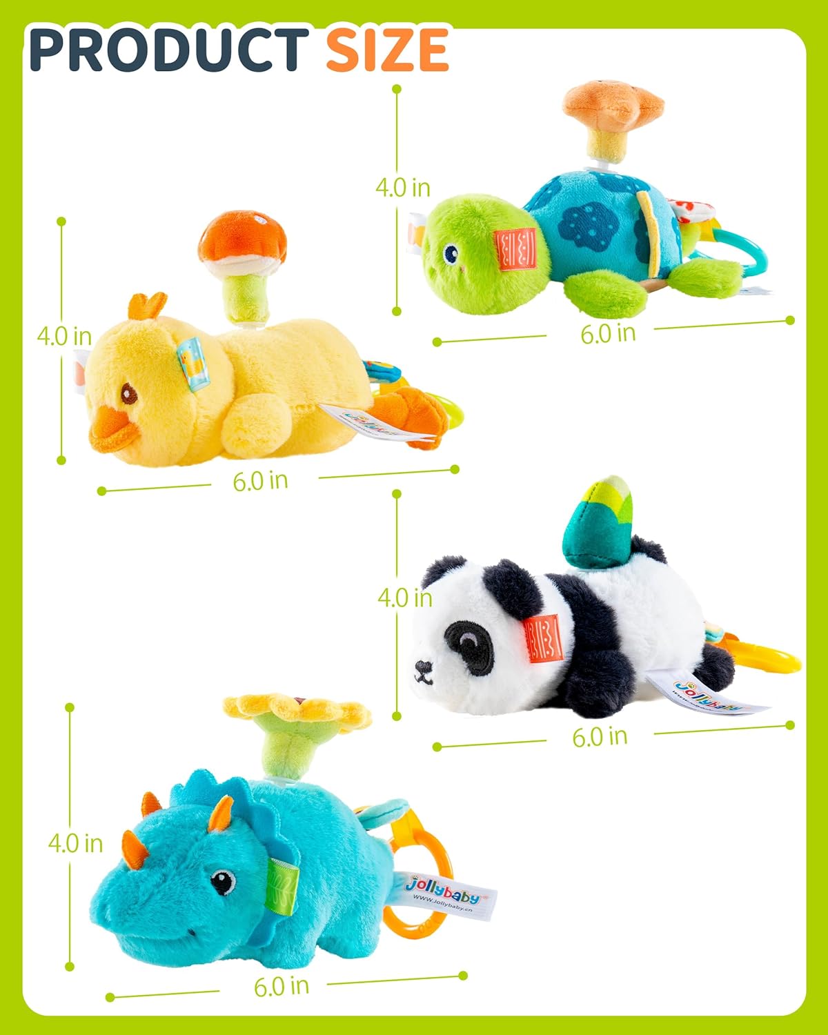 Jollybaby Baby Rattles & Soft Plush Spinner Toy for Babies 0-3-6-12 Months, Sensory Developmental Toys for Newborn 0-2-4-7-8-9 Months, Baby Shower & Birthday Gifts - Panda