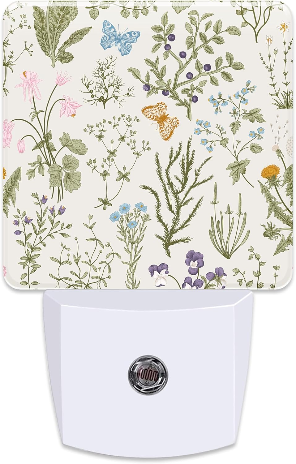 Herbs and Wild Flowers Botanical Plug in Night Light with Auto Dusk to Dawn Sensor,Warm Night Lights for Boys Girls Bedroom Bathroom Hallway Kids Room Gifts