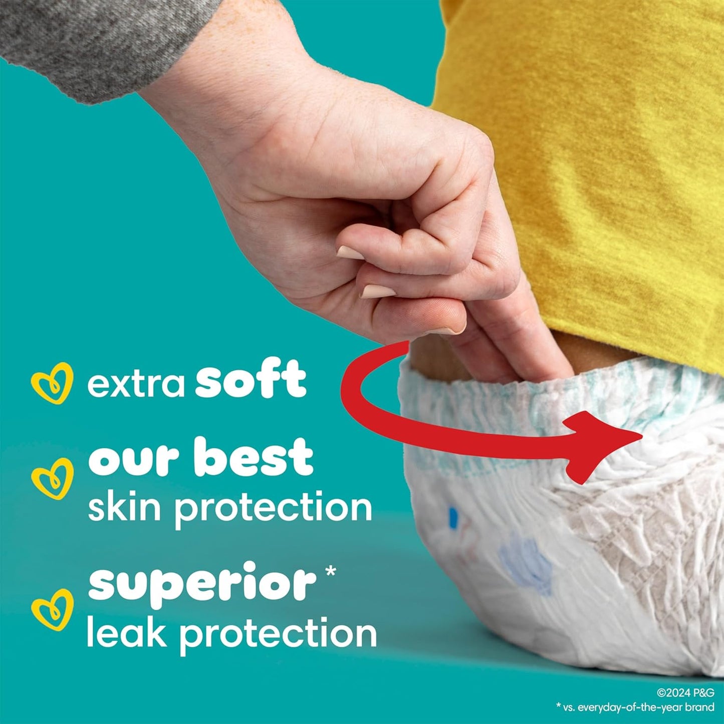 Pampers Diapers - Swaddlers 360° - Size 5, 92 Count, up to 100% Leakproof Comfy Dry Fit, Designed for Easy Changes, Pull On Baby Diaper (Packaging May Vary)