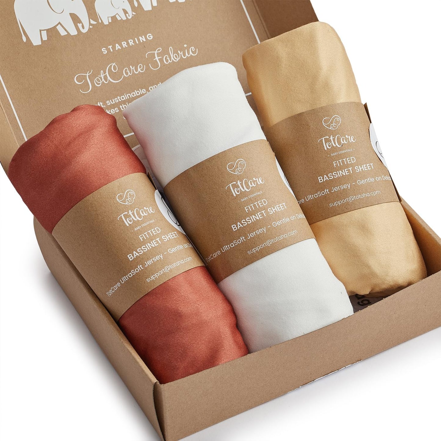Bedside Sleeper Bassinet Sheets 35x20 for Mi, Milliard Bassinet and Large Bedside Sleepers - Buttery Soft, Premium Stretchy Jersey Knit Sheets - Burnt Orange+Mustard Yellow+ GrayGray, 3 Pack