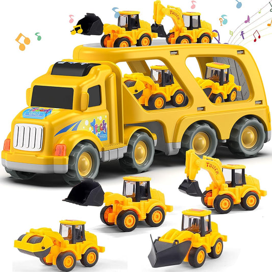 Veslier Construction Truck Toys for Boys Girls Age 1 2 3 4 5 6 Years Old，Carrier Transport Trucks for Kids 1-3 3-5 Year Old，Christmas Birthday Gift Toddler Toys.