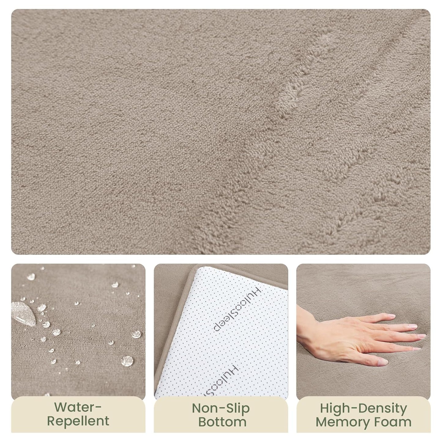 Baby Play Mat for Floor,1.3" Thick Elasti-Foam 50"×50" Playpen Mat for Tummy Time,Water Repellent Soft Coral Velvet for Toddler,Infant,Kids,Non-Slip Backing Safe for Crawling(Beige)