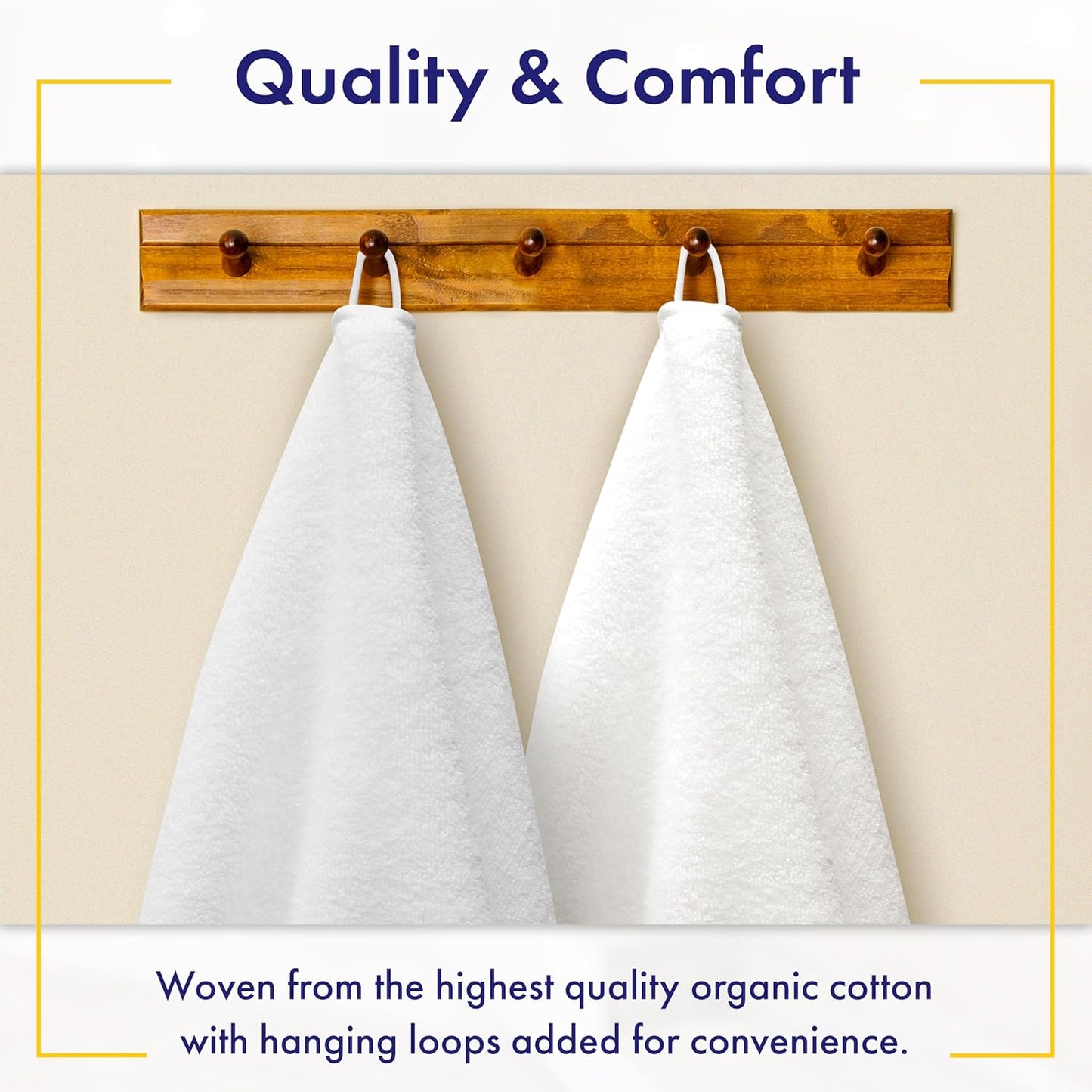 100% Organic Zero-Twist Cotton Towels - GOTS Certified Luxury Bath Towels - Ultra Soft & Plush 700GSM Long-Staple Cotton - 6 Piece Towel Set (White)