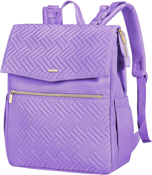 LANDICI Diaper Bag Backpack, Multifunction Waterproof Baby Diaper Bags with Changing Pad, Stroller Straps, Travel Essentials Stylish Back Pack for Mom Dad Boy Girls Toddler, Lavender