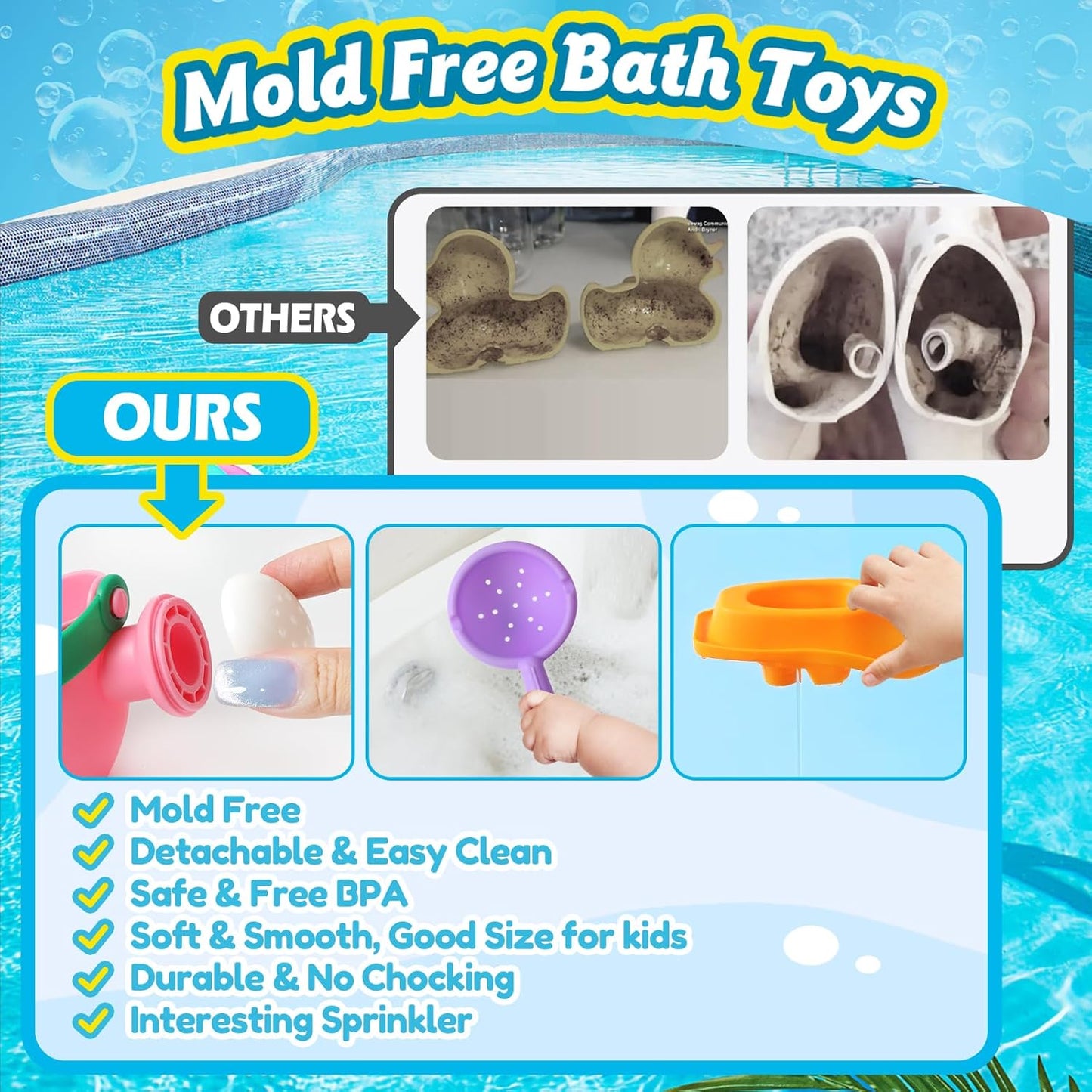 Baby Bath Toys for Kids Ages 1-3, 10 PCS Water Table Toys for Toddlers 1-3-Bathtub Shower Floating Water Toys Swimming Pool Beach Toy for 6 Months Up Boy Girl Gifts (Color Random)