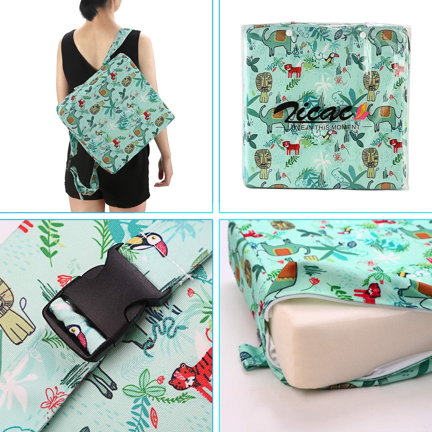 Zicac High Chair Portable Booster Seat Cushion Travel Dining Seat Pad for Toddler Kids Baby Infant Washable Thick Chair Seat Pads (Green)