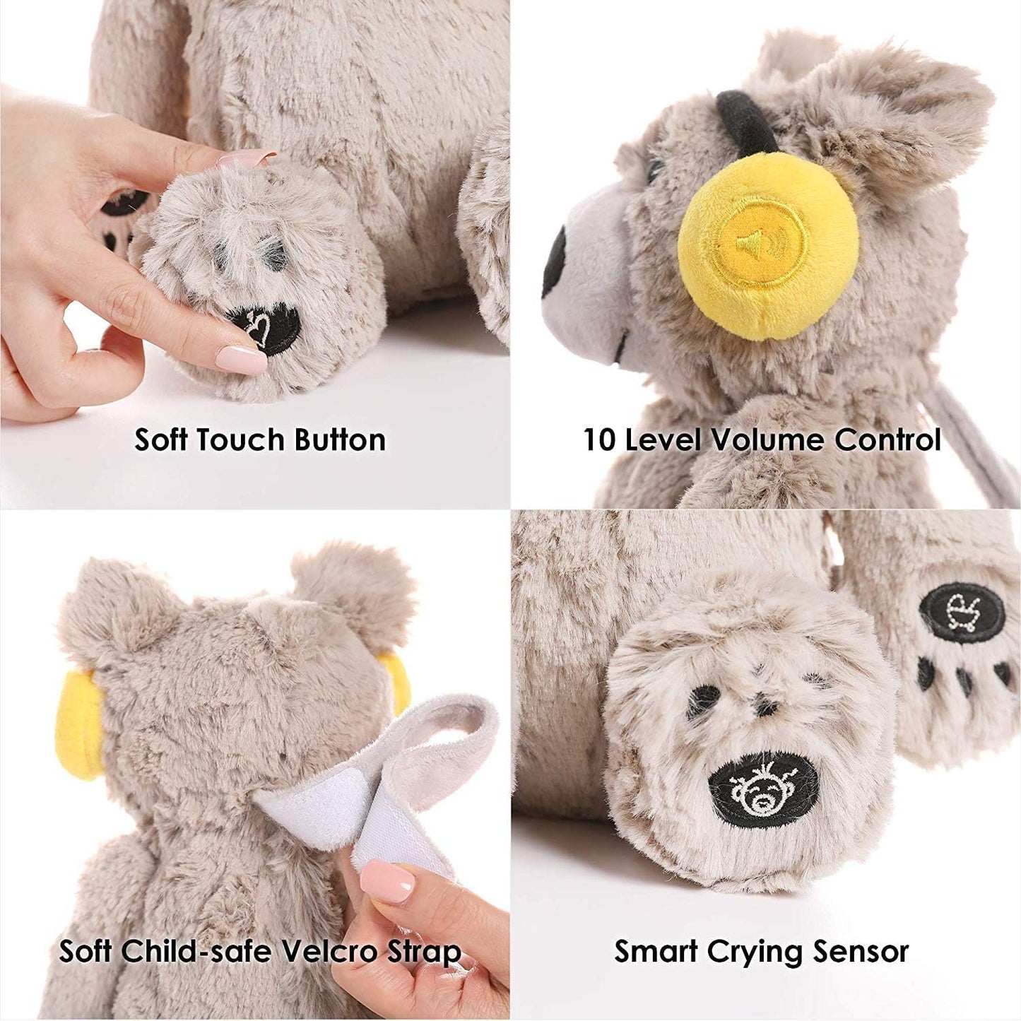 BEREST Baby Sleep Soother Cry Activated Sensor Toys, Heartbeat Bear for Babies, Plush Stuffed Animal for Newborn Infants, Babies Toy Vibrating with Mom’s Heartbeat,Baby Shower Gifts for Boys and Girls