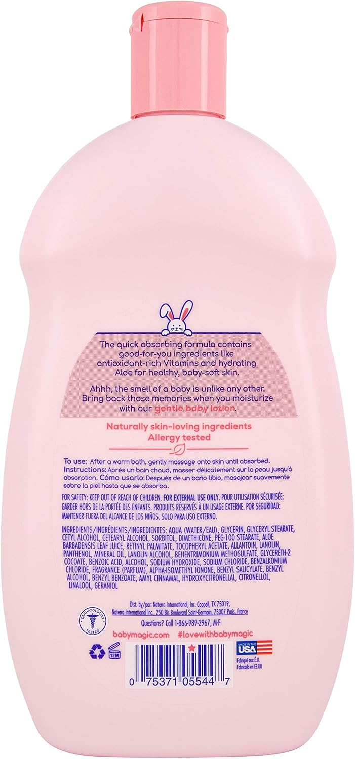 Baby Magic Gentle Baby Lotion | 16.5 Fl Oz (Pack of 6) | Vitamins & Aloe, Pink (705544), Original Baby Scent