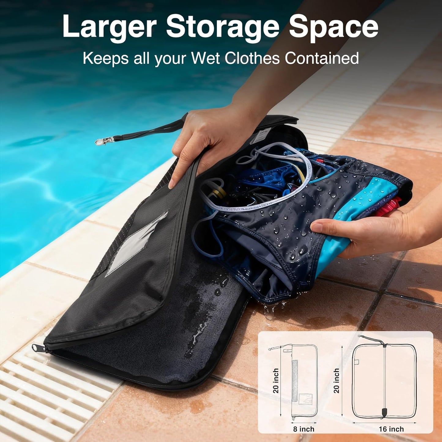 Wet Bag, 2-in-1 Changing Mat & Wet Dry Bag with Non-Slip Backing, Water-Resistant Zipper & Towel Lining, Leakproof Foldable Storage for Swimsuit, Gym, Beach, Travel, or Baby Diapers